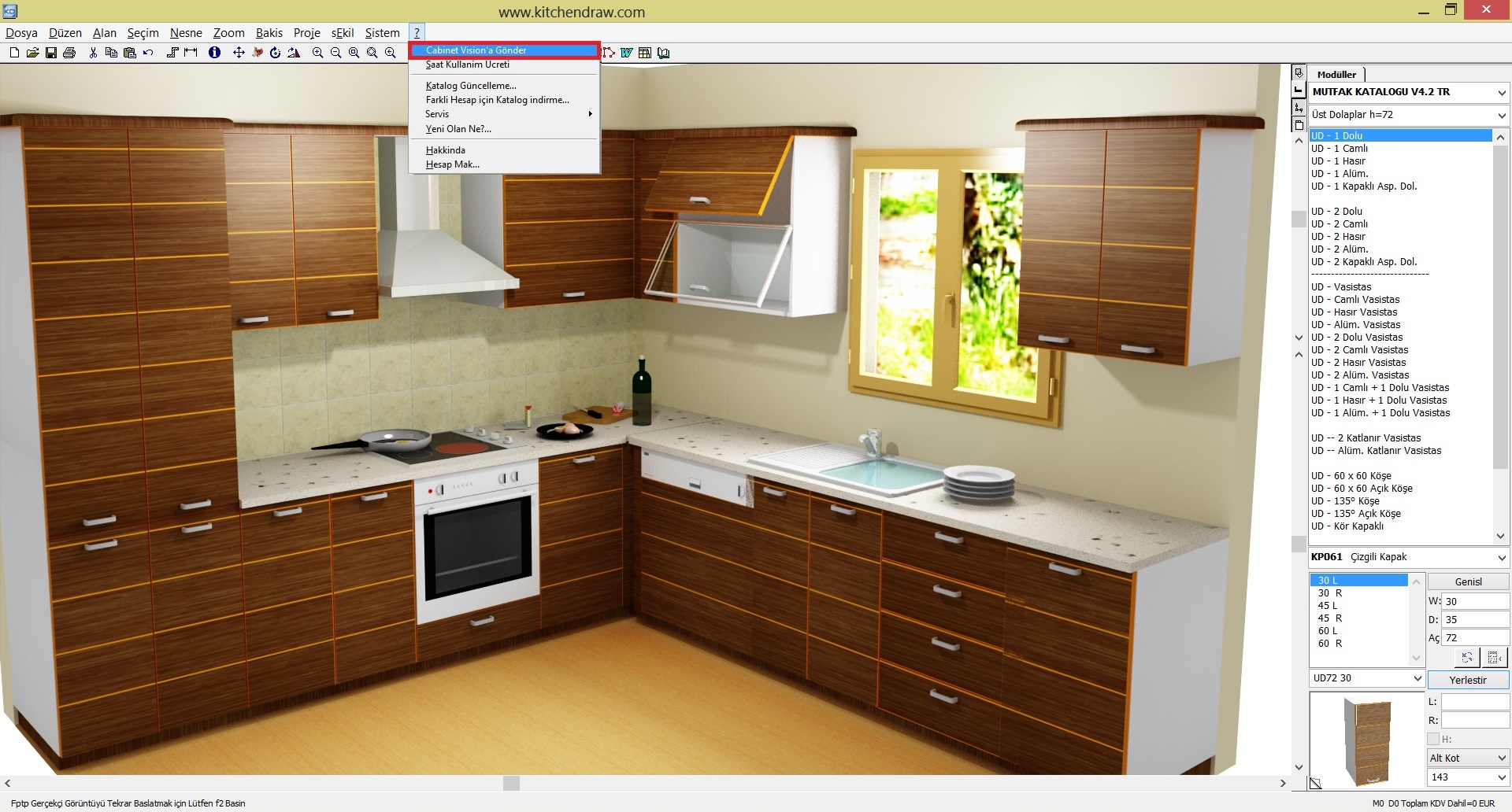 KİTCHENDRAW DA TASARLA CABİNET VİSİON DA ÜRET!